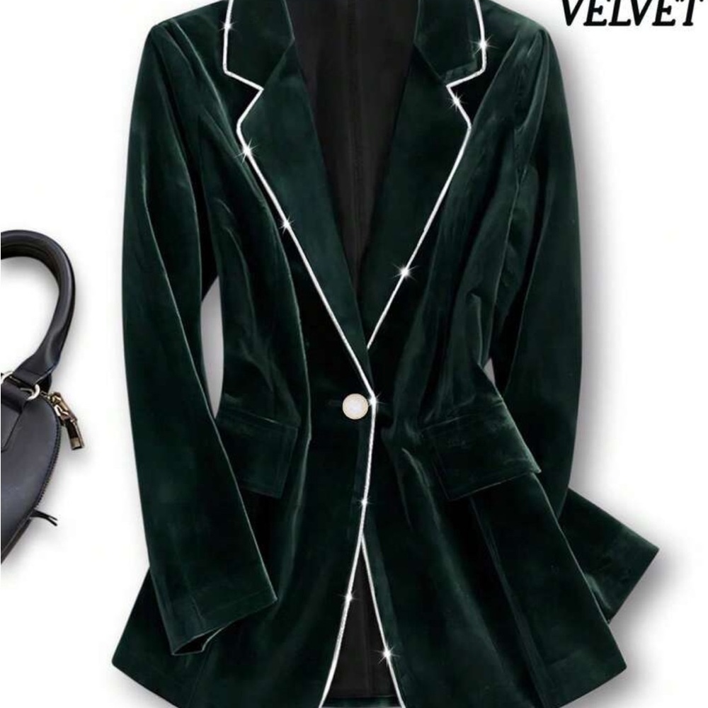 SOLD!! Elegant Velvet Women's Jacket - Dark Green